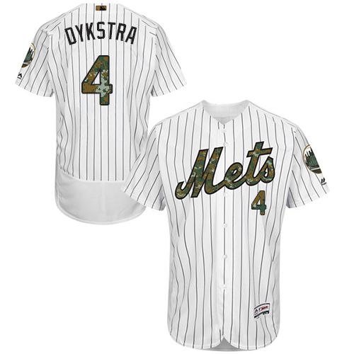 Mets #4 Lenny Dykstra White(Blue Strip) Flexbase Authentic Collection Memorial Day Stitched MLB Jersey - Click Image to Close